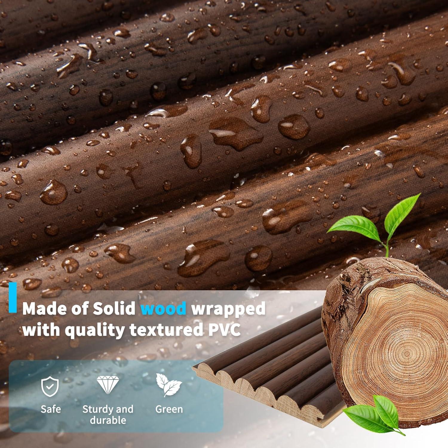 imageArt3d Slat Wood Wall Paneling for Interior and Ceiling Decoration  Pack of 4pcs  1pc EndTrim Size 108 x 57in OakBeaded Walnut
