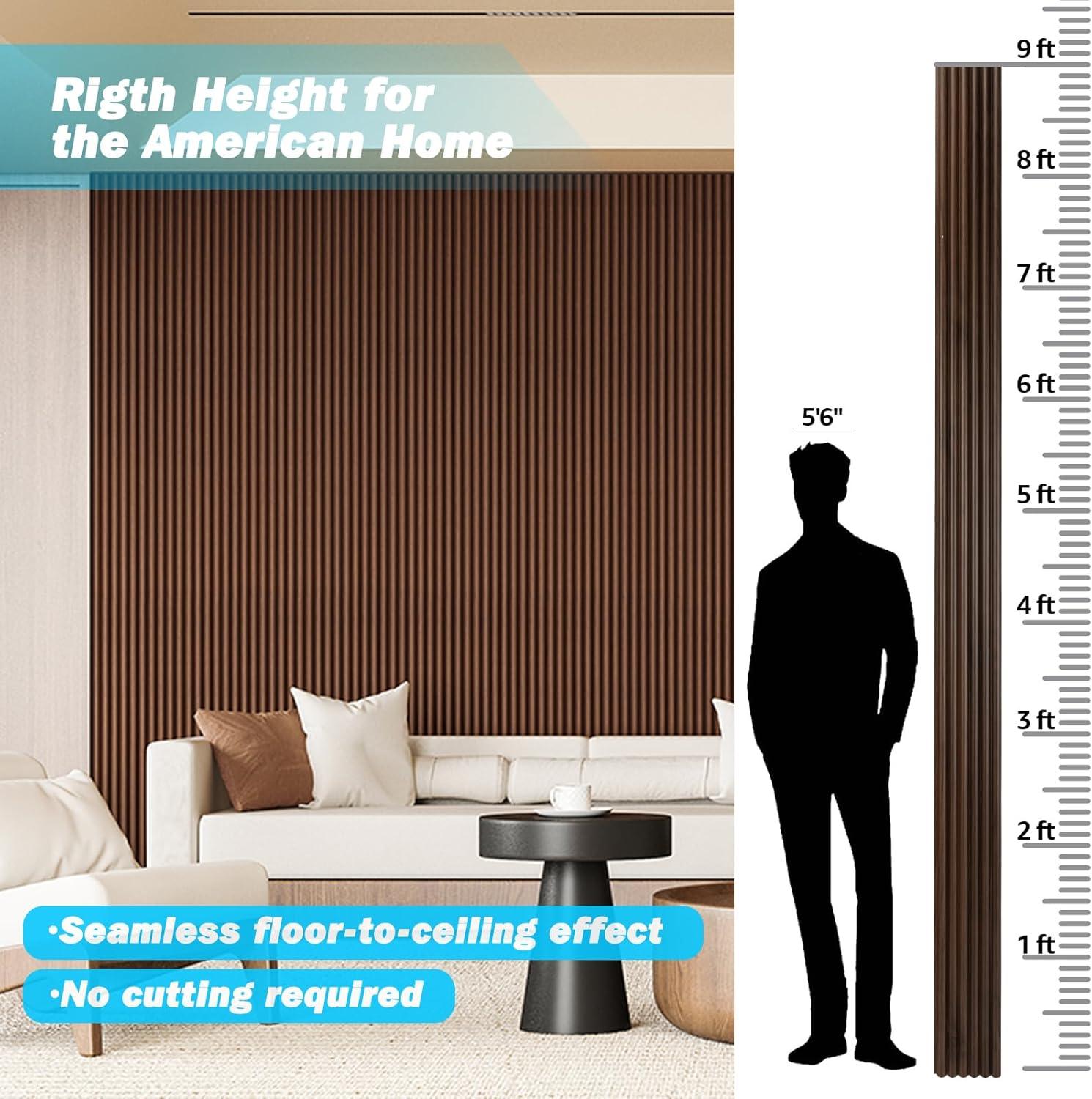 imageArt3d Slat Wood Wall Paneling for Interior and Ceiling Decoration  Pack of 4pcs  1pc EndTrim Size 108 x 57in OakBeaded Walnut