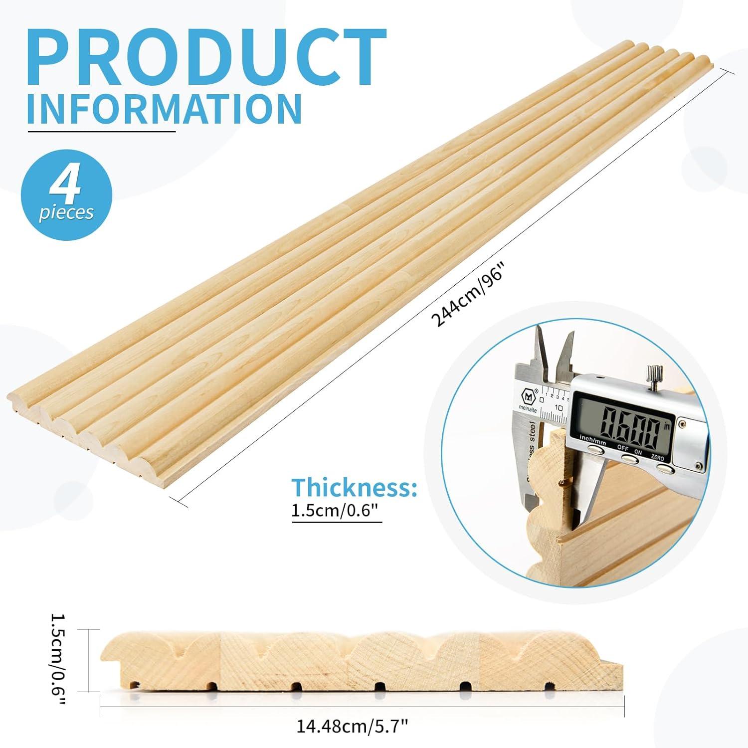 imageArt3d Slat Wood Wall Paneling for Interior and Ceiling Decoration  Pack of 4pcs  1pc EndTrim Size 108 x 57in OakNatural WoodSemiCylinder