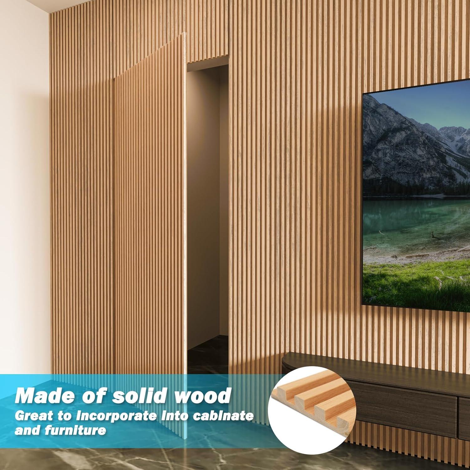 imageArt3d Slat Wood Wall Paneling for Interior and Ceiling Decoration  Pack of 4pcs  1pc EndTrim Size 108 x 57in OakOak