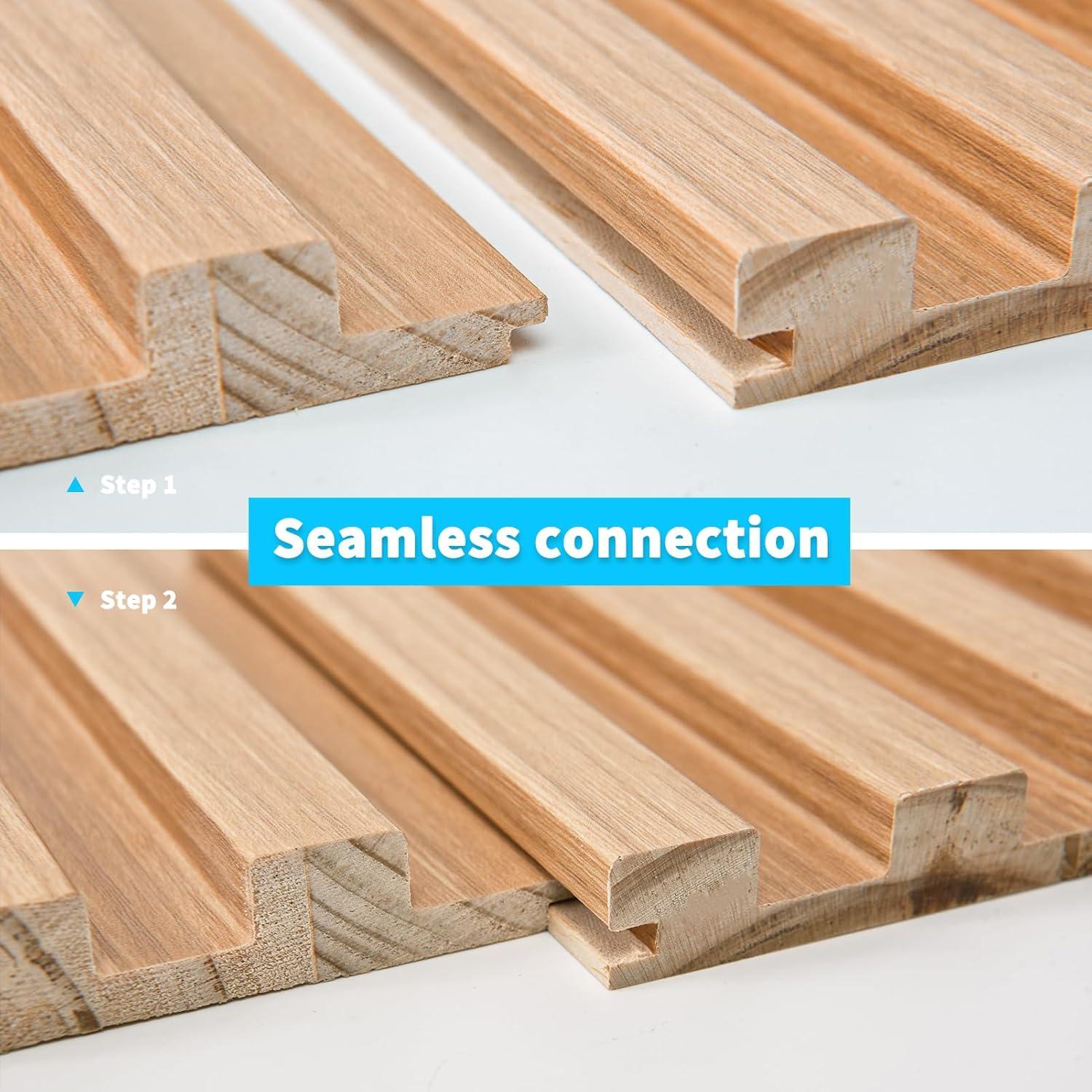 imageArt3d Slat Wood Wall Paneling for Interior and Ceiling Decoration  Pack of 4pcs  1pc EndTrim Size 108 x 57in OakOak