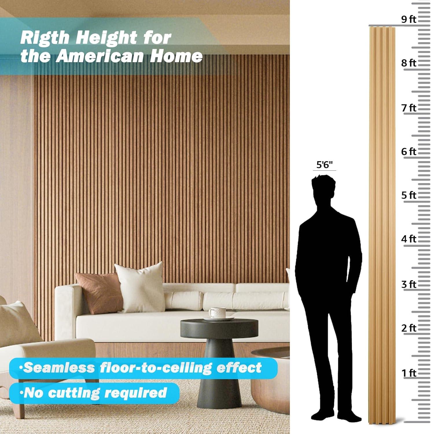 imageArt3d Slat Wood Wall Paneling for Interior and Ceiling Decoration  Pack of 4pcs  1pc EndTrim Size 108 x 57in OakOak