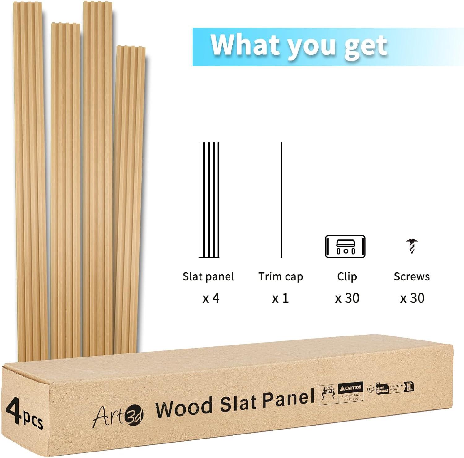 imageArt3d Slat Wood Wall Paneling for Interior and Ceiling Decoration  Pack of 4pcs  1pc EndTrim Size 108 x 57in OakOak