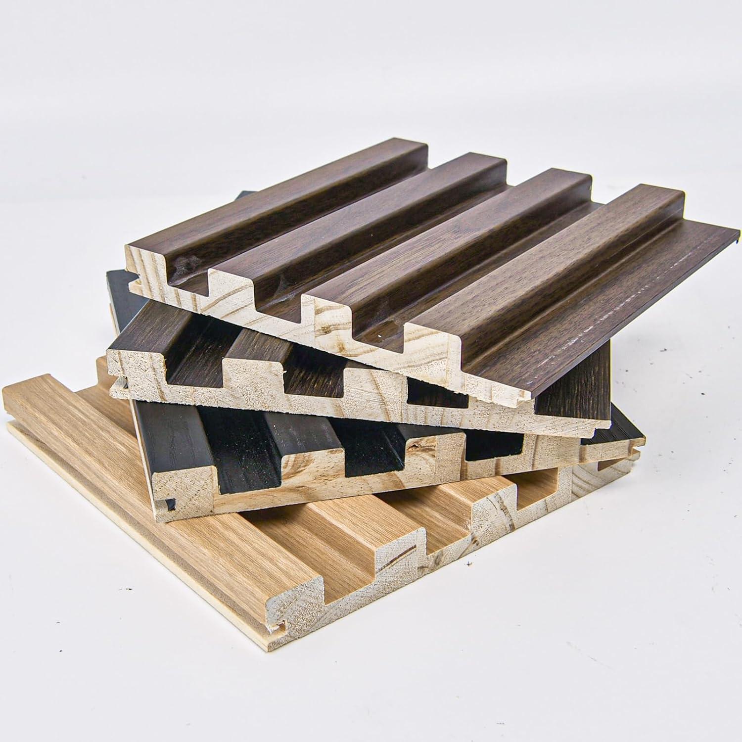 imageArt3d Slat Wood Wall Paneling for Interior and Ceiling Decoration  Pack of 4pcs  1pc EndTrim Size 108 x 57in OakSample
