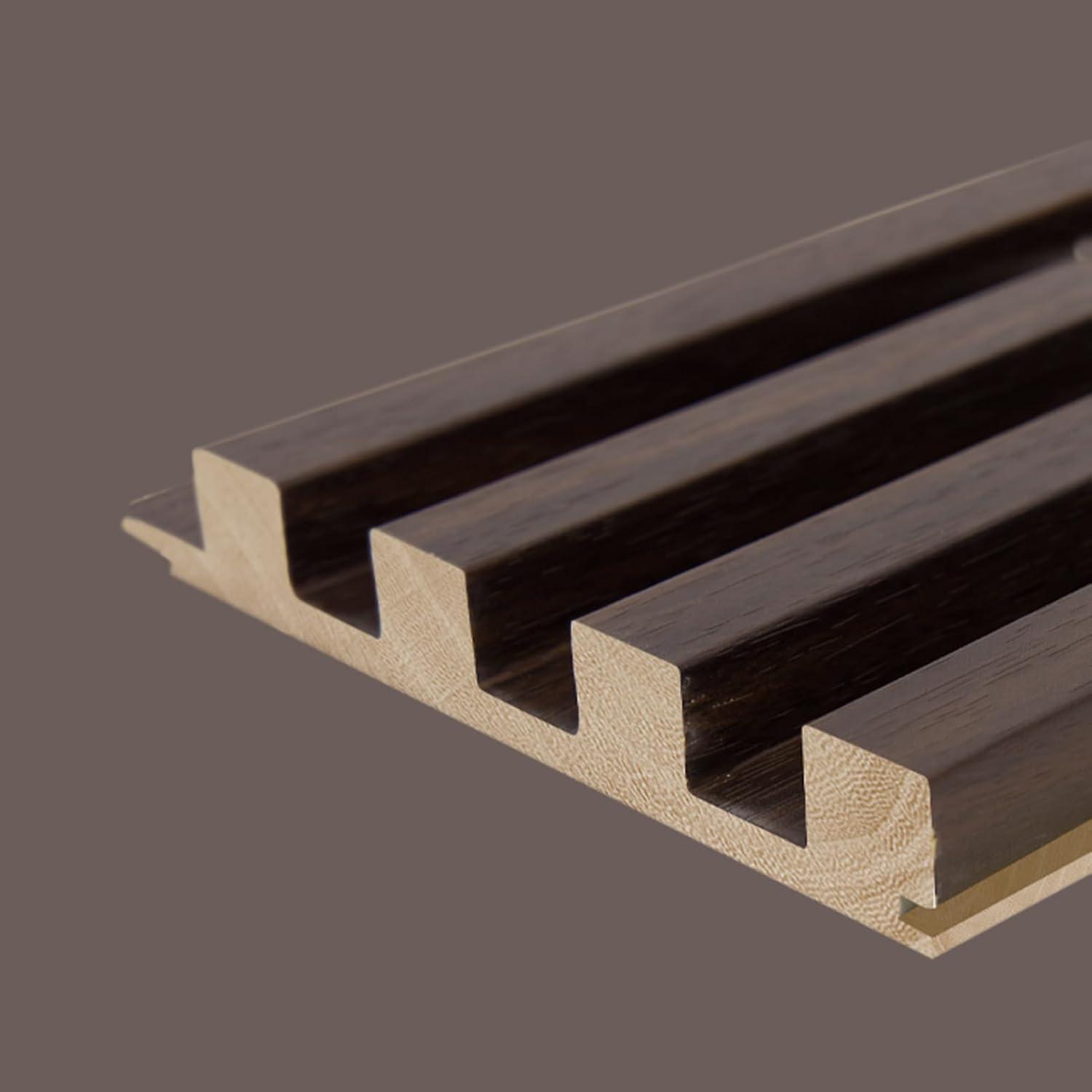 imageArt3d Slat Wood Wall Paneling for Interior and Ceiling Decoration  Pack of 4pcs  1pc EndTrim Size 108 x 57in OakSmoked Oak