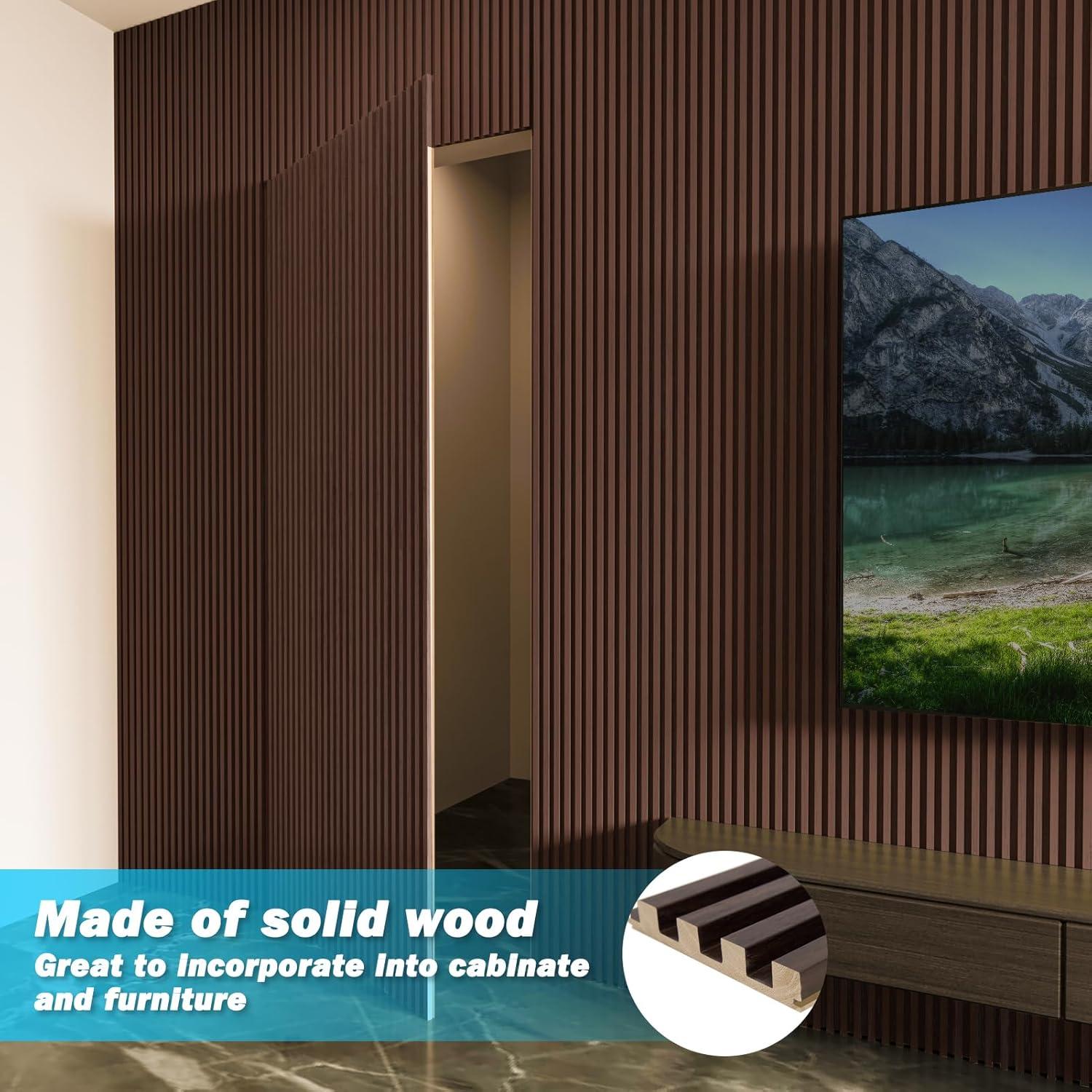 imageArt3d Slat Wood Wall Paneling for Interior and Ceiling Decoration  Pack of 4pcs  1pc EndTrim Size 108 x 57in OakSmoked Oak