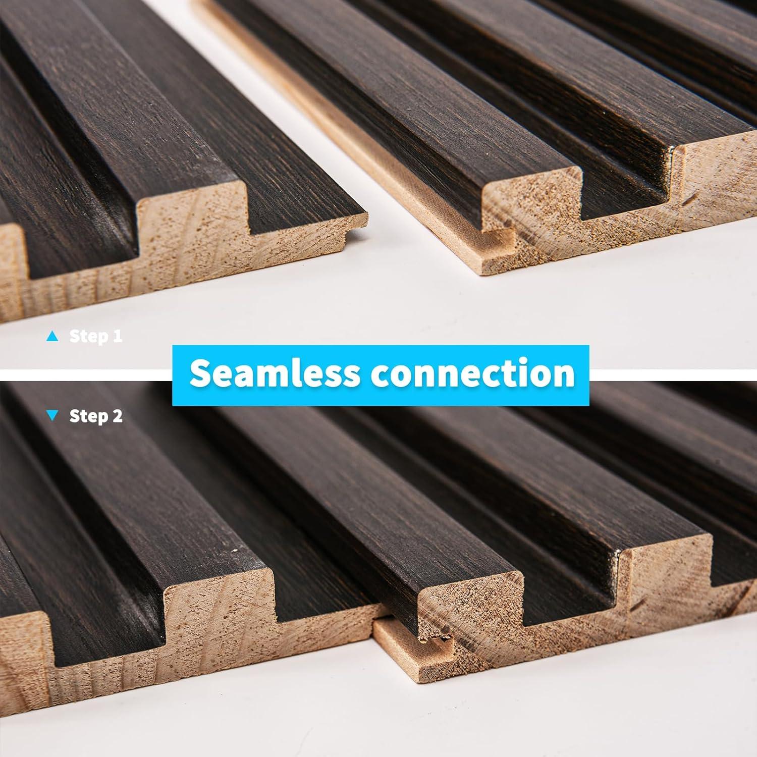 imageArt3d Slat Wood Wall Paneling for Interior and Ceiling Decoration  Pack of 4pcs  1pc EndTrim Size 108 x 57in OakSmoked Oak