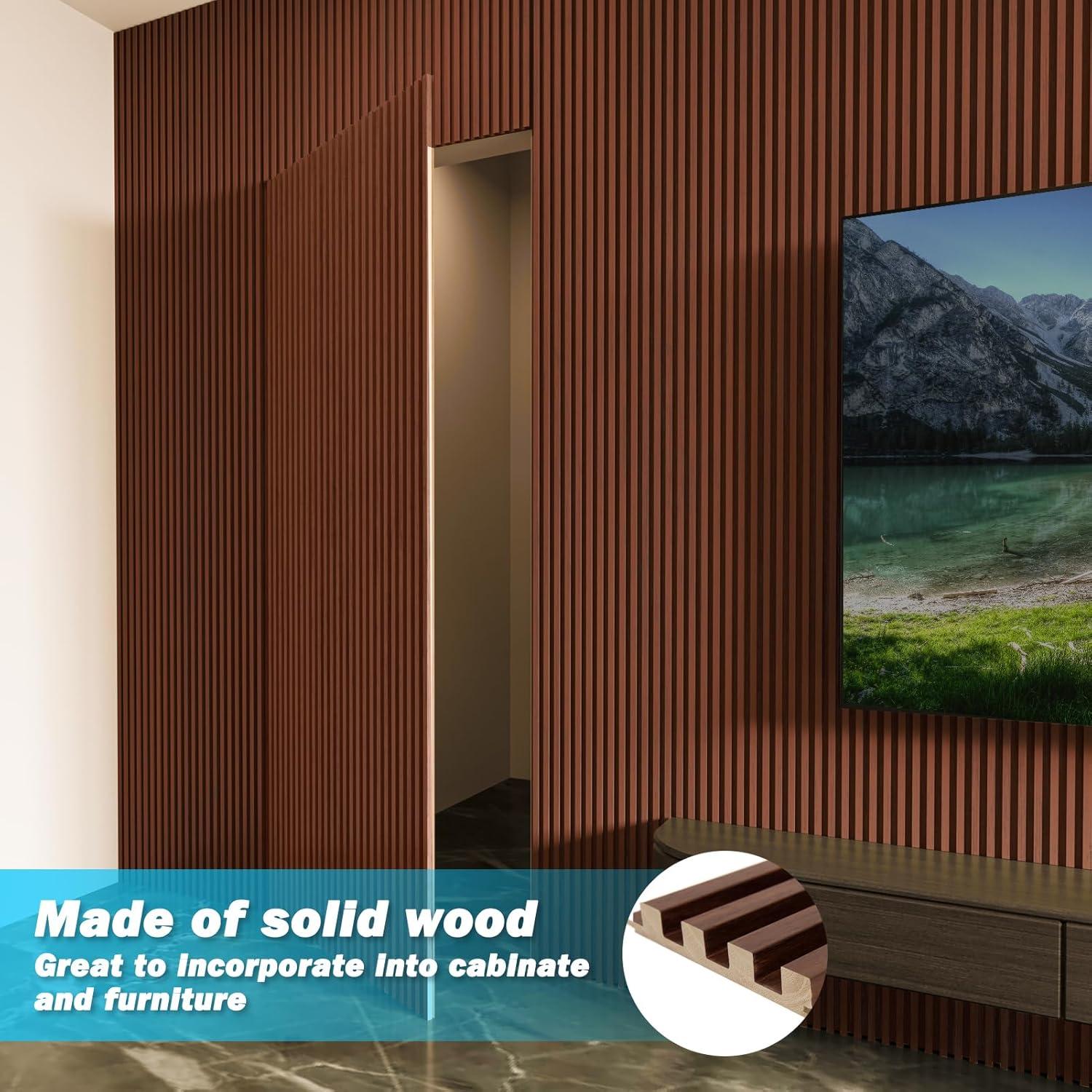 imageArt3d Slat Wood Wall Paneling for Interior and Ceiling Decoration  Pack of 4pcs  1pc EndTrim Size 108 x 57in OakWalnut