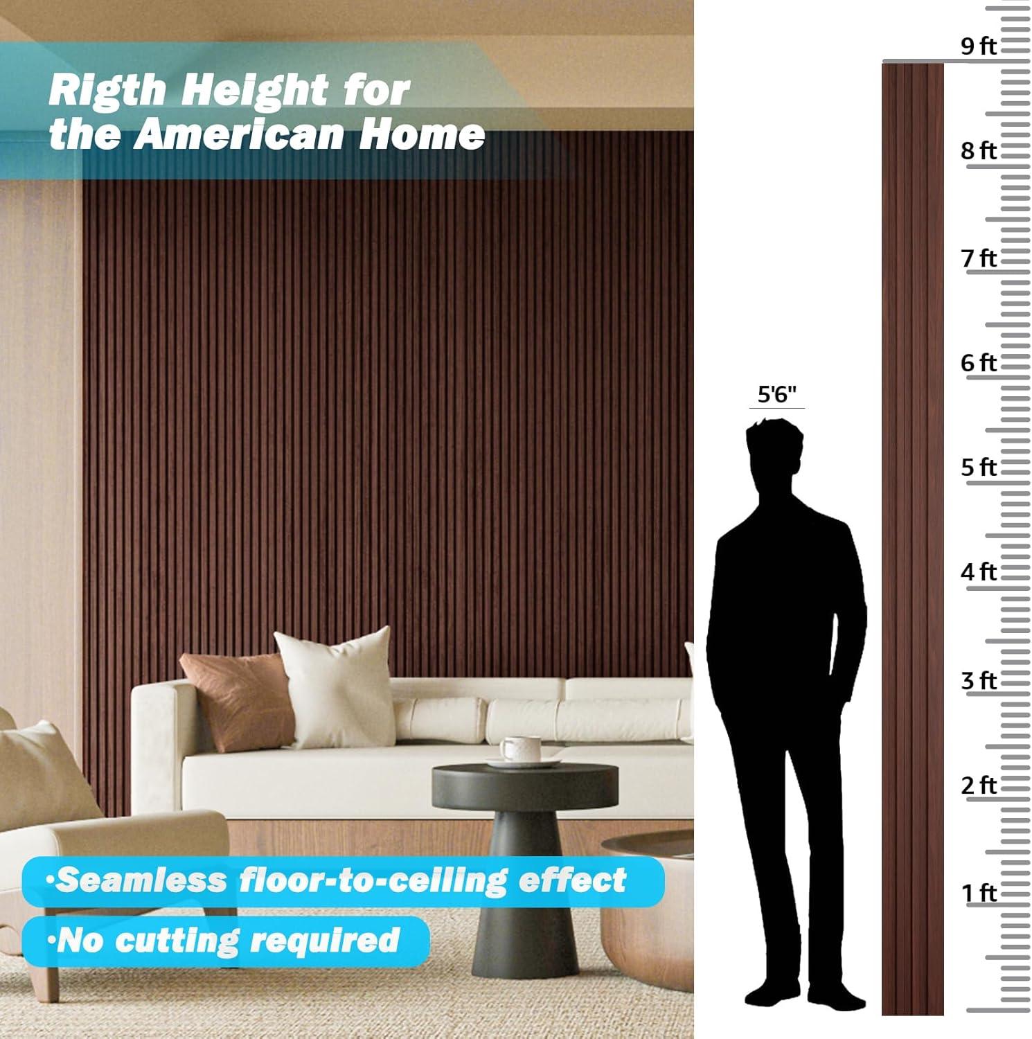 imageArt3d Slat Wood Wall Paneling for Interior and Ceiling Decoration  Pack of 4pcs  1pc EndTrim Size 108 x 57in OakWalnut