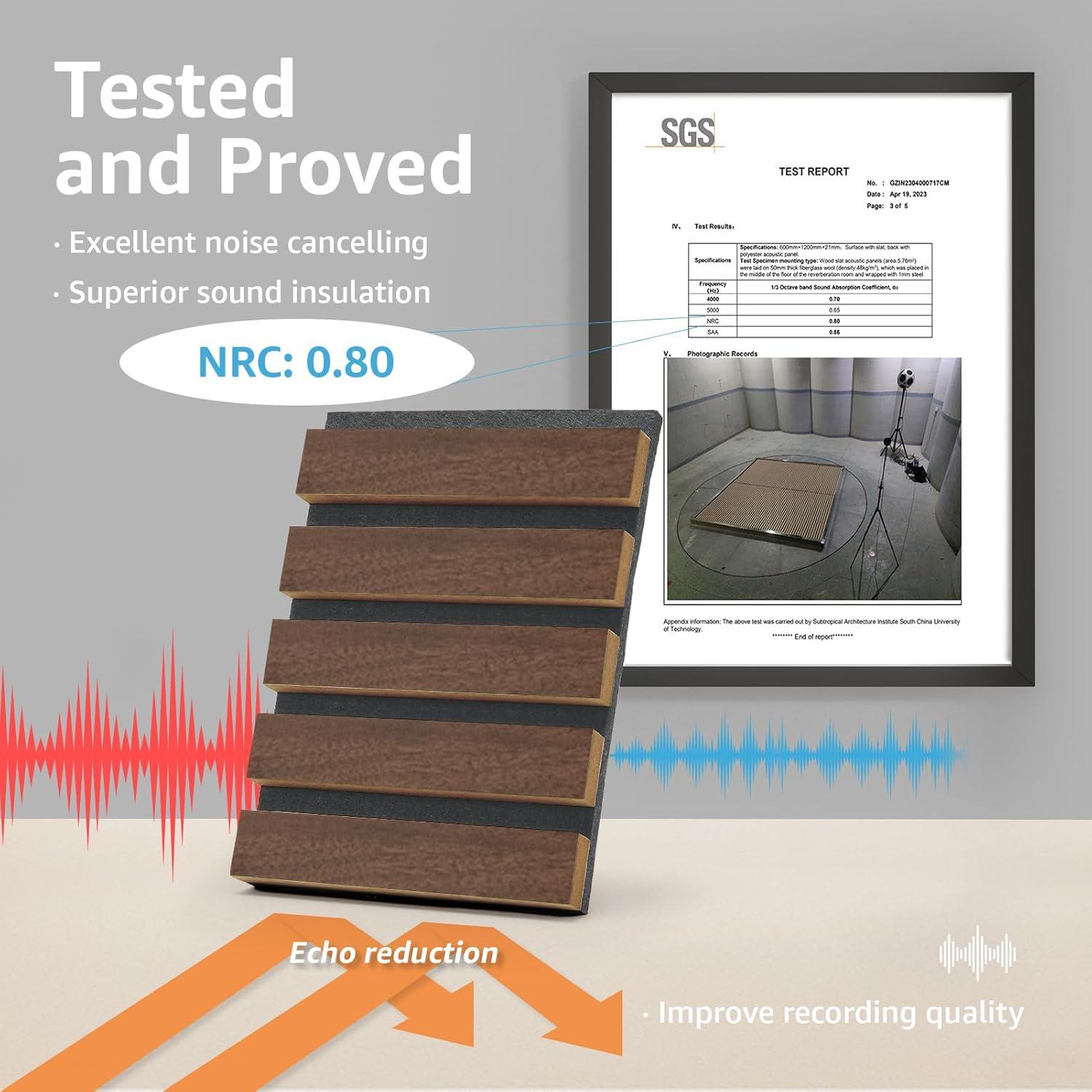imageArt3d Wood Slat Acoustic Panels Set of 4  3D Fluted SoundAbsorbing Panels for Walls ampamp Ceilings Walnut BrownDark Walnut