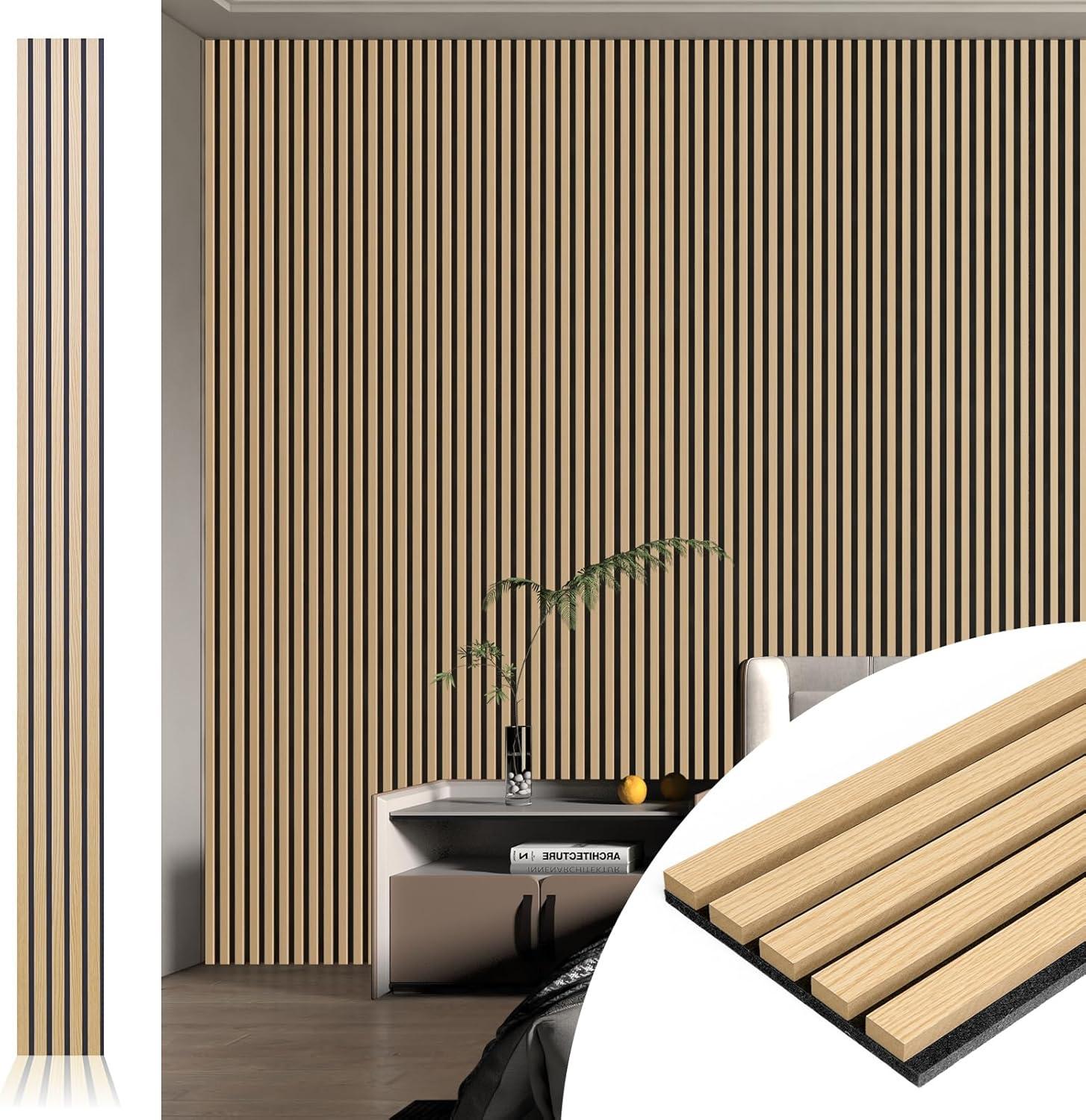 imageArt3d Wood Slat Acoustic Panels Set of 4  3D Fluted SoundAbsorbing Panels for Walls ampamp Ceilings Walnut BrownOak