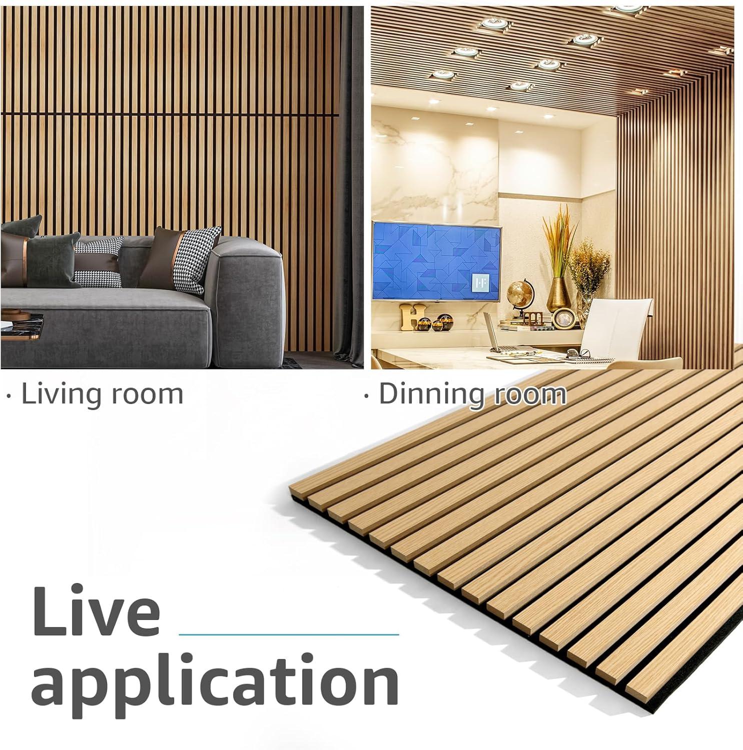 imageArt3d Wood Slat Acoustic Panels Set of 4  3D Fluted SoundAbsorbing Panels for Walls ampamp Ceilings Walnut BrownOak