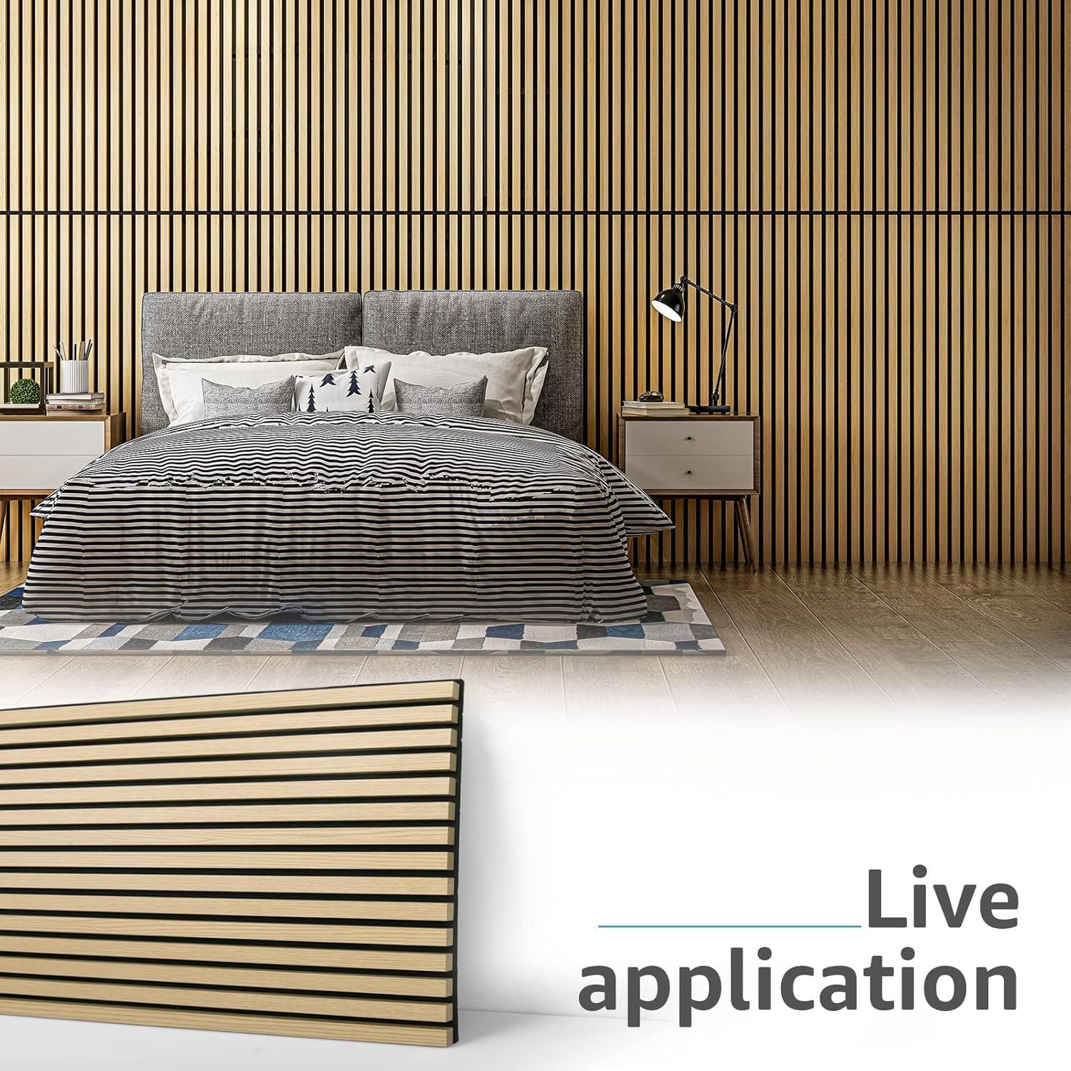imageArt3d Wood Slat Acoustic Panels Set of 4  3D Fluted SoundAbsorbing Panels for Walls ampamp Ceilings Walnut BrownOak