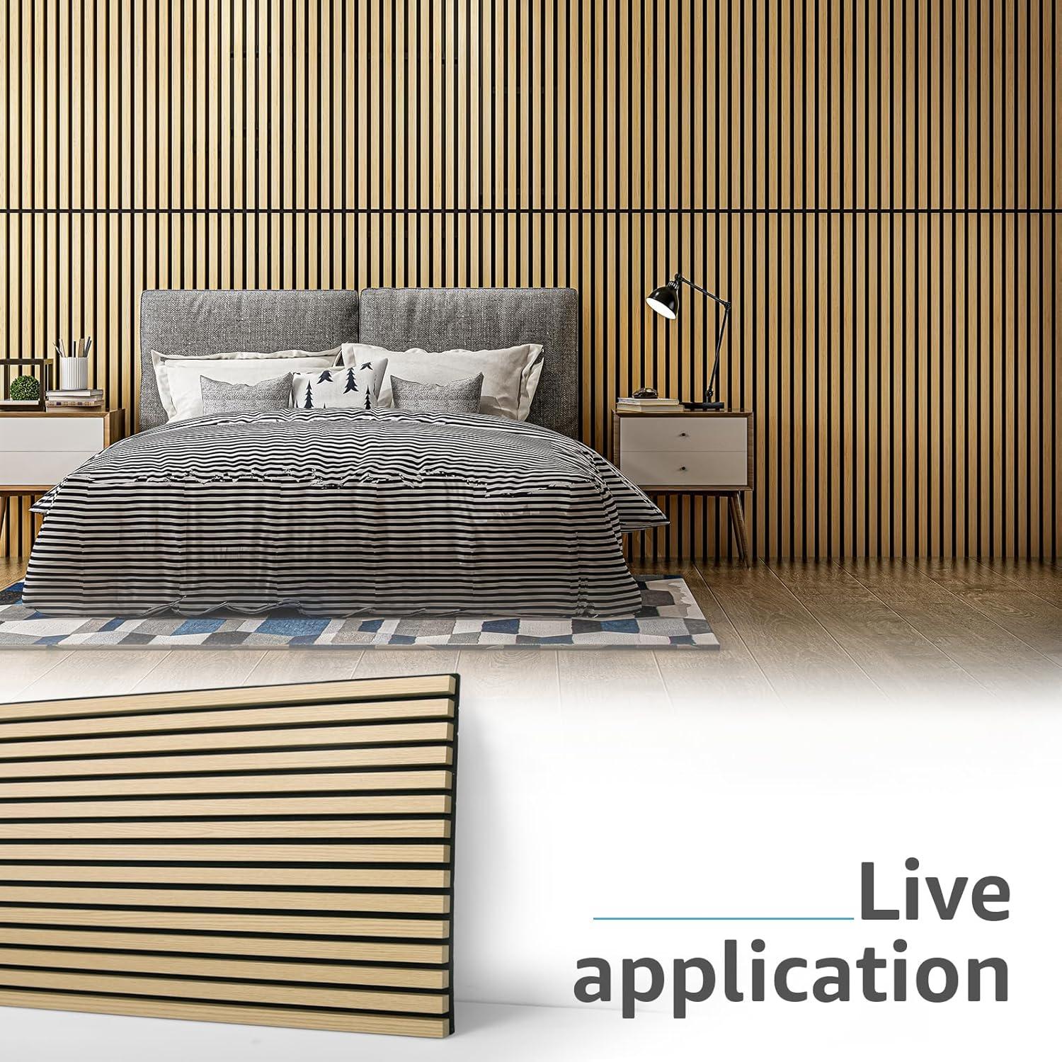 imageArt3d Wood Slat Acoustic Panels Set of 4  3D Fluted SoundAbsorbing Panels for Walls ampamp Ceilings Walnut BrownOak