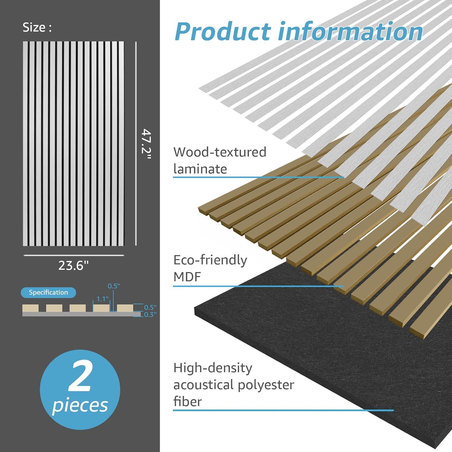 imageArt3d Wood Slat Acoustic Panels Set of 4  3D Fluted SoundAbsorbing Panels for Walls ampamp Ceilings Walnut BrownSilver
