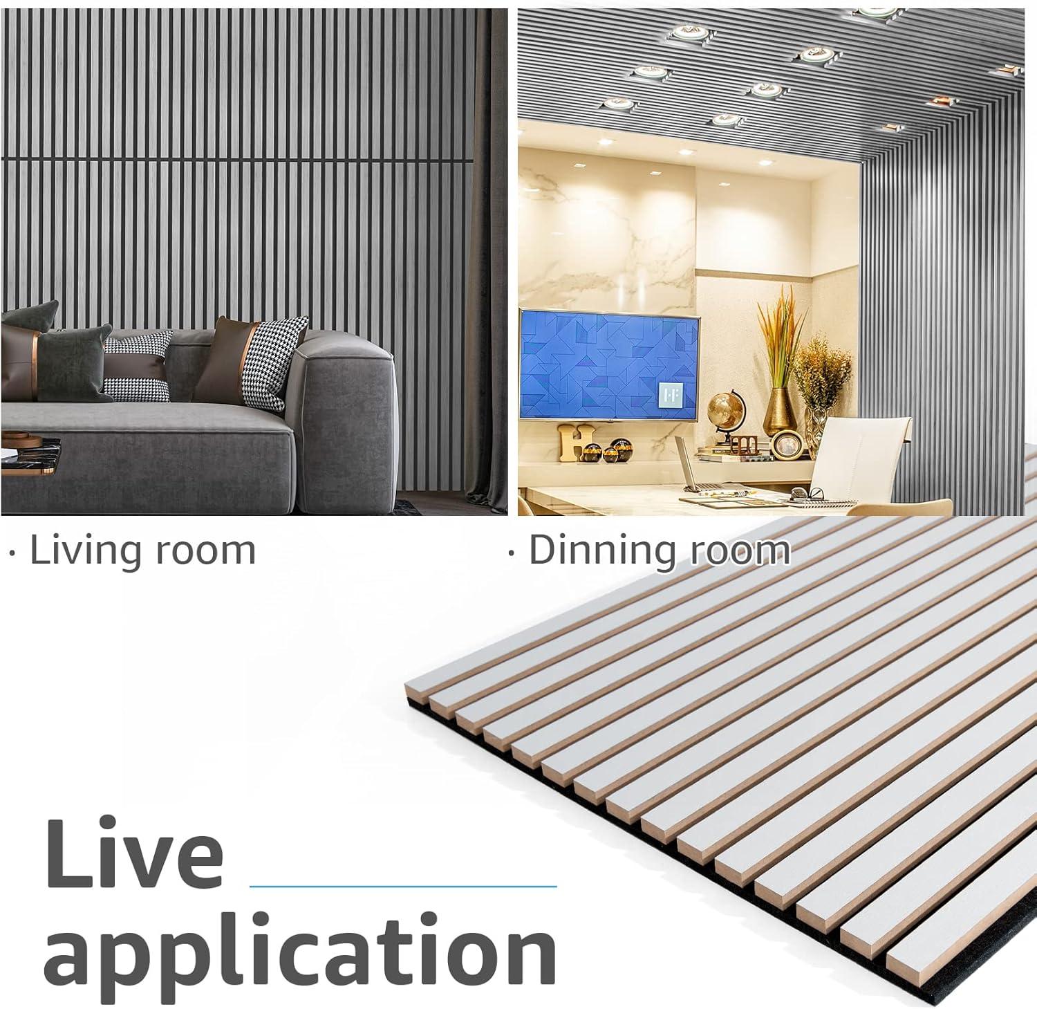imageArt3d Wood Slat Acoustic Panels Set of 4  3D Fluted SoundAbsorbing Panels for Walls ampamp Ceilings Walnut BrownSilver