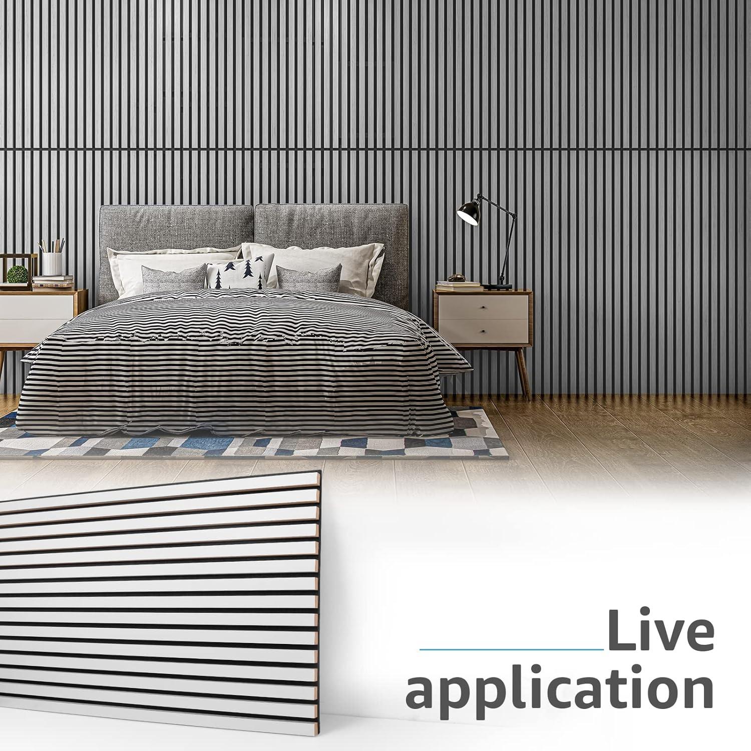 imageArt3d Wood Slat Acoustic Panels Set of 4  3D Fluted SoundAbsorbing Panels for Walls ampamp Ceilings Walnut BrownSilver