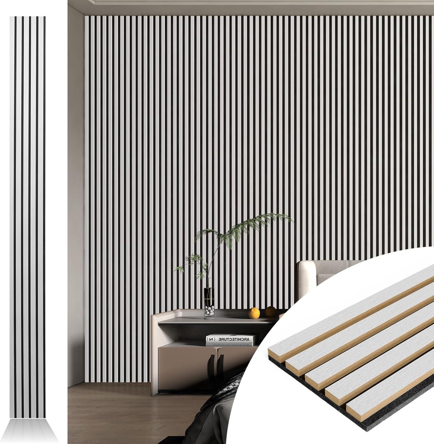 imageArt3d Wood Slat Acoustic Panels Set of 4  3D Fluted SoundAbsorbing Panels for Walls ampamp Ceilings Walnut BrownSilver