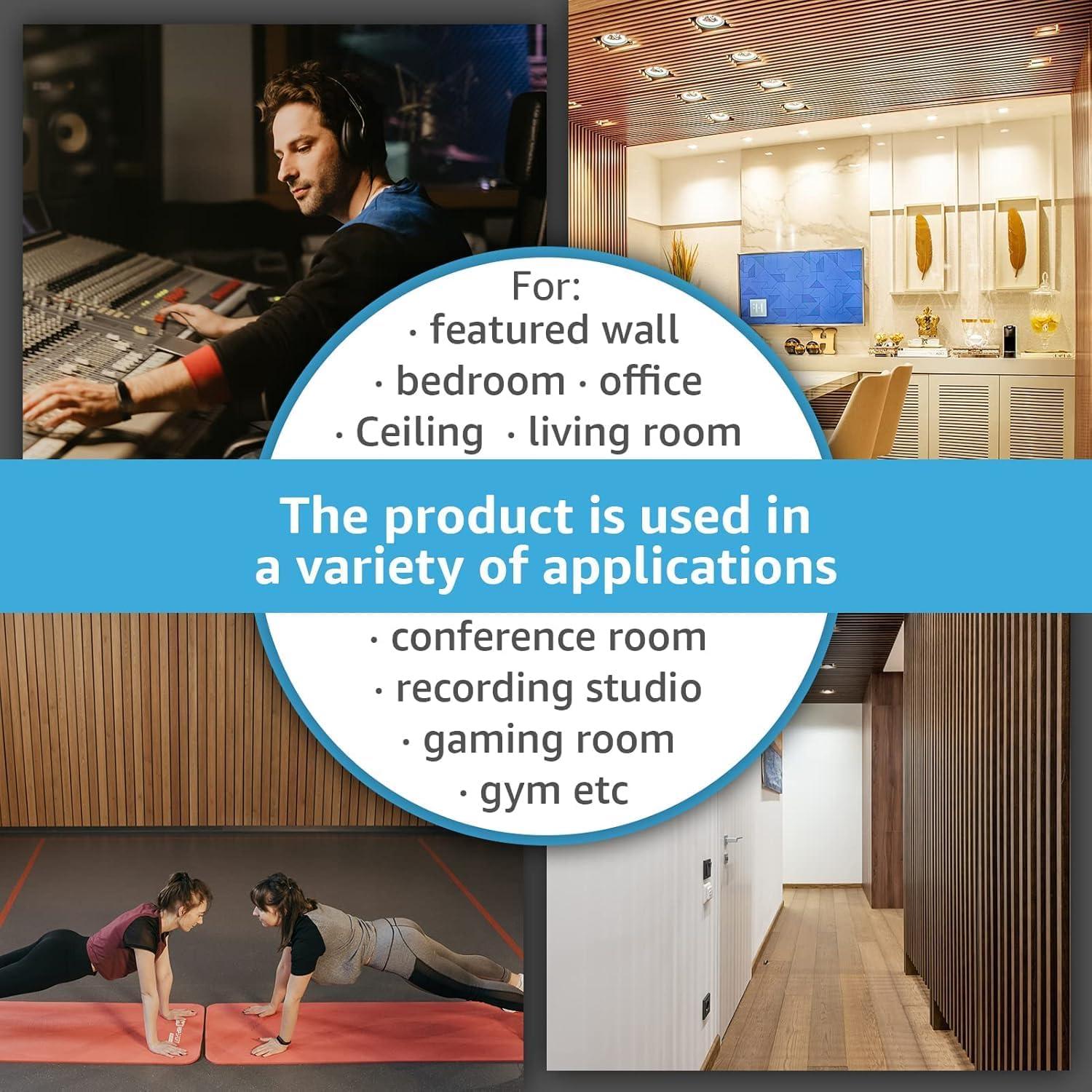 imageArt3d Wood Slat Acoustic Panels Set of 4  3D Fluted SoundAbsorbing Panels for Walls ampamp Ceilings Walnut BrownWalnut Brown