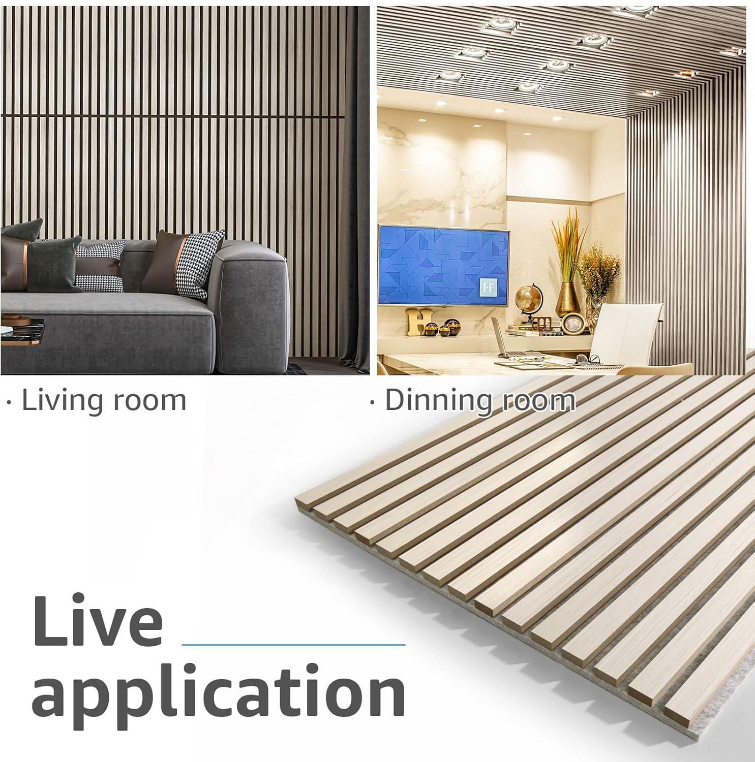 imageArt3d Wood Slat Acoustic Panels Set of 4  3D Fluted SoundAbsorbing Panels for Walls ampamp Ceilings Walnut BrownWhite Elm