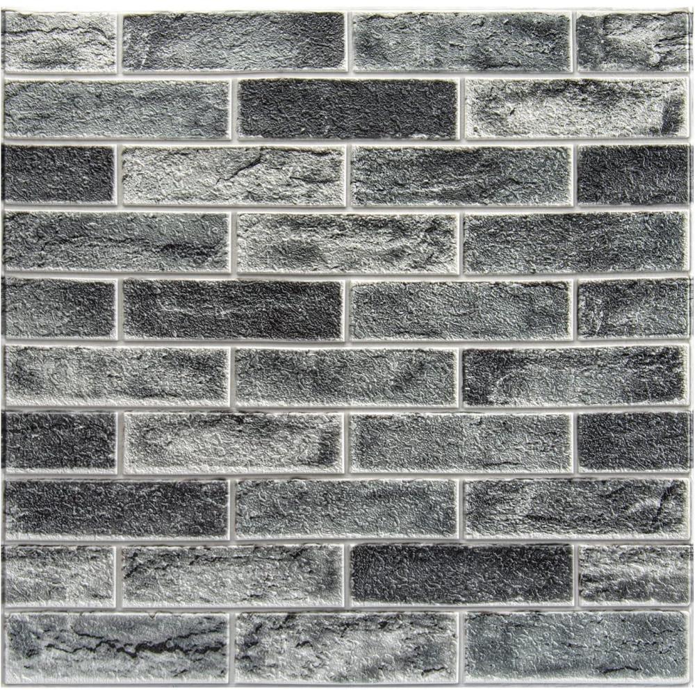 imageArt3d 10Pack 525 SqFt Faux Brick 3D Wall Panels Peel and Stick in Red Brown Self Adhesive Waterproof Foam Wallpaper for Bedroom Bathroom KitchenStone ash