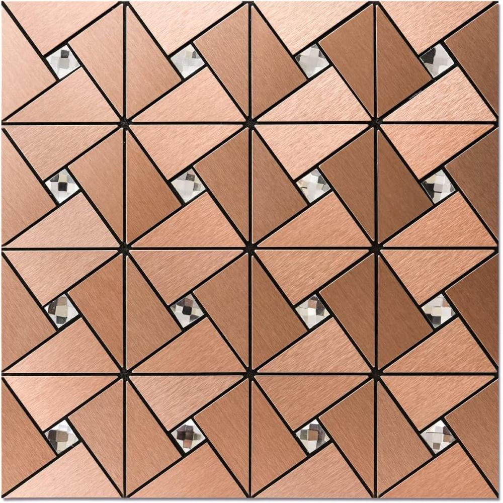imageArt3d 10Sheet Peel and Stick Backsplash Metal Mosaic Tiles for Kitchen Wall Decor Stick on Aluminum Composite Tiles Stikers BlackampampSilver Windmill Puzzle Glass MixedCopper