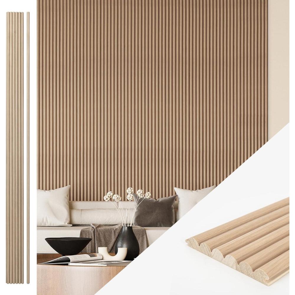 imageArt3d Slat Wood Wall Paneling for Interior and Ceiling Decoration  Pack of 4pcs  1pc EndTrim Size 108 x 57in OakBeaded Ashtree