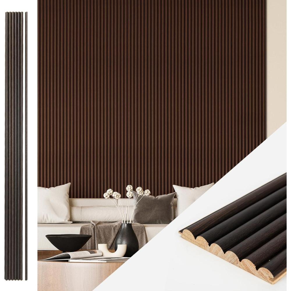 imageArt3d Slat Wood Wall Paneling for Interior and Ceiling Decoration  Pack of 4pcs  1pc EndTrim Size 108 x 57in OakBeaded Smoked Oak