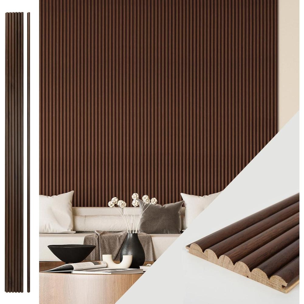 imageArt3d Slat Wood Wall Paneling for Interior and Ceiling Decoration  Pack of 4pcs  1pc EndTrim Size 108 x 57in OakBeaded Walnut