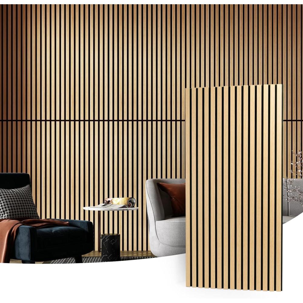 imageArt3d Wood Slat Acoustic Panels Set of 4  3D Fluted SoundAbsorbing Panels for Walls ampamp Ceilings Walnut BrownOak