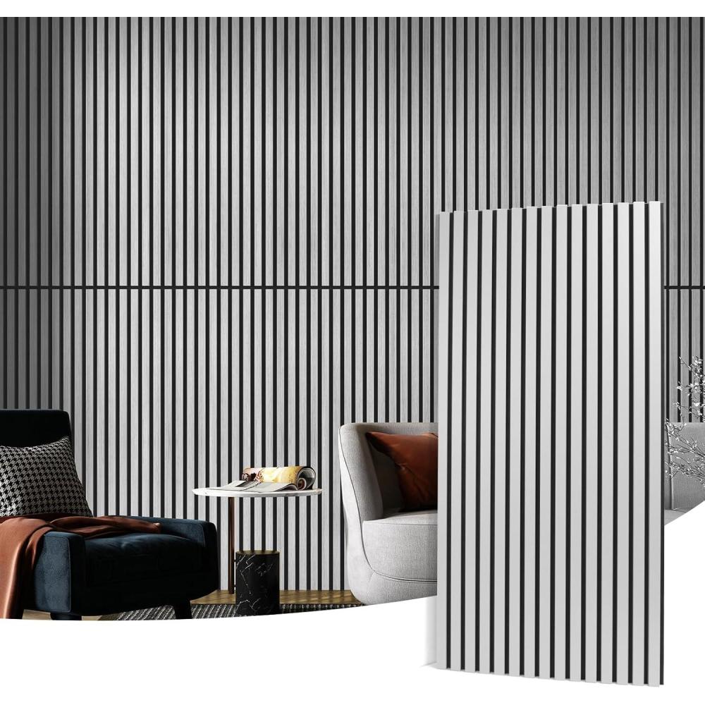 imageArt3d Wood Slat Acoustic Panels Set of 4  3D Fluted SoundAbsorbing Panels for Walls ampamp Ceilings Walnut BrownSilver