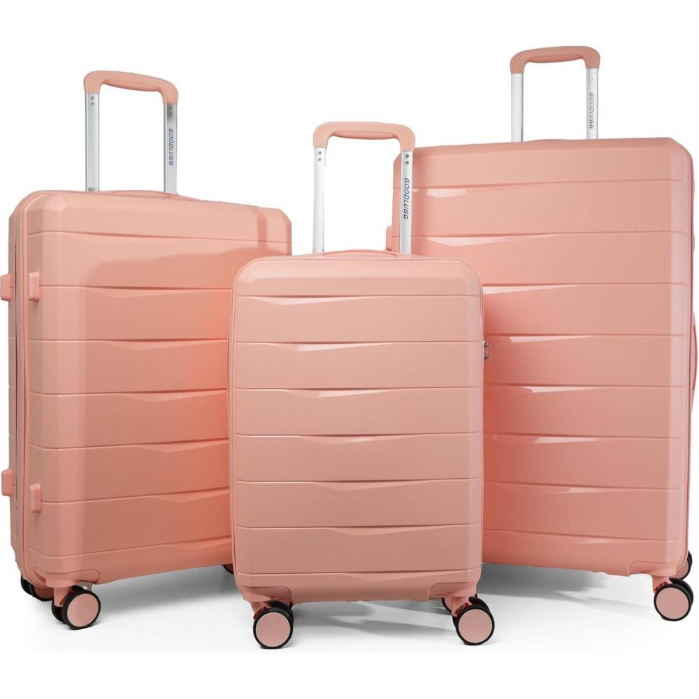 imageLuggage Set with Spinner Wheels and TSA Lock 3 Pieces Expandable Hardside Suitcase for Travel Hardshell Luggage Sets 20quot 24quot 28quot NavyCoral