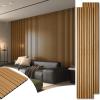 imageArt3d 4Pack 945 x 79 inch Acoustic Wood Slat Wall Panels for Interior Decor 3D Fluted Sound Absorbing Wood Paneling for Accent Wall Ceiling Kitchen Living Room Bedroom Office Warm TeakTeak