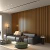 imageArt3d 4Pack 945 x 79 inch Acoustic Wood Slat Wall Panels for Interior Decor 3D Fluted Sound Absorbing Wood Paneling for Accent Wall Ceiling Kitchen Living Room Bedroom Office Warm TeakTeak