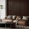 imageArt3d 4Pack 945 x 79 inch Acoustic Wood Slat Wall Panels for Interior Decor 3D Fluted Sound Absorbing Wood Paneling for Accent Wall Ceiling Kitchen Living Room Bedroom Office Warm TeakDark Walnut