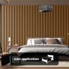 imageArt3d 4Pack 945 x 79 inch Acoustic Wood Slat Wall Panels for Interior Decor 3D Fluted Sound Absorbing Wood Paneling for Accent Wall Ceiling Kitchen Living Room Bedroom Office Warm TeakTeak