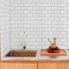 imageArt3d Backsplash Tile for Kitchen Peel and Stick 10Sheet Stick on Subway Tiles for Kitchem Bathroom Back Splashes 12quotx12quot Warm White with Gray Grout