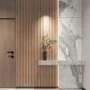 imageArt3d Slat Wood Wall Paneling for Interior and Ceiling Decoration  Pack of 4pcs  1pc EndTrim Size 108 x 57in OakBeaded Ashtree