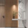 imageArt3d Slat Wood Wall Paneling for Interior and Ceiling Decoration  Pack of 4pcs  1pc EndTrim Size 108 x 57in OakBeaded Oak