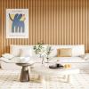 imageArt3d Slat Wood Wall Paneling for Interior and Ceiling Decoration  Pack of 4pcs  1pc EndTrim Size 108 x 57in OakNatural WoodSemiCylinder