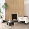 imageArt3d Slat Wood Wall Paneling for Interior and Ceiling Decoration  Pack of 4pcs  1pc EndTrim Size 108 x 57in OakNatural WoodSemiCylinder