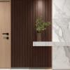 imageArt3d Slat Wood Wall Paneling for Interior and Ceiling Decoration  Pack of 4pcs  1pc EndTrim Size 108 x 57in OakSmoked Oak