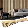 imageArt3d 4Pack 945 x 79 inch Acoustic Wood Slat Wall Panels for Interior Decor 3D Fluted Sound Absorbing Wood Paneling for Accent Wall Ceiling Kitchen Living Room Bedroom Office Warm TeakOak