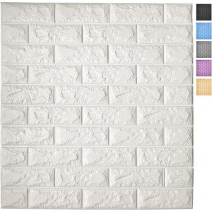 imageArt3d 10Pack 525 SqFt Faux Brick 3D Wall Panels Peel and Stick in Red Brown Self Adhesive Waterproof Foam Wallpaper for Bedroom Bathroom KitchenWhite