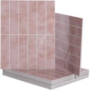 imageArt3d 10Sheet Faux Marble Peel and Stick Backsplash Tile for Kitchen Wall Bathroom Countertops 114 inch x 91 inch Stickon GlazedCeramic Finish Resist to Water Heat and Scratches GreenPink