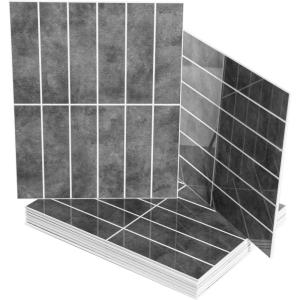 imageArt3d 10Sheet Faux Marble Peel and Stick Backsplash Tile for Kitchen Wall Bathroom Countertops 114 inch x 91 inch Stickon GlazedCeramic Finish Resist to Water Heat and Scratches GreenAsh Gray