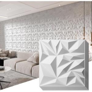 imageArt3d 33Pack 3D Wall Panels for Interior Wall Decor Modern Diamond Textured Accent Wall Paneling for Gaming Living Room TV Wall Background 12 x 12 inch White A10342White