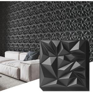 imageArt3d 33Pack 3D Wall Panels for Interior Wall Decor Modern Diamond Textured Accent Wall Paneling for Gaming Living Room TV Wall Background 12 x 12 inch White A10342Black