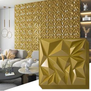 imageArt3d 33Pack 3D Wall Panels for Interior Wall Decor Modern Diamond Textured Accent Wall Paneling for Gaming Living Room TV Wall Background 12 x 12 inch White A10342Gold