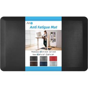 imageArt3d 34quot Thick Kitchen Mats for Floor Waterproof 20quot X 32quot Cushioned Comfort Mat Anti Fatigue Mats for Kitchen Ergonomic Standing Office Desk Home and Garage GreyBlack